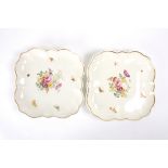 A pair of Swansea porcelain lozenge shaped dishes
painted with a central spray of flowers surrounded