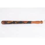 A Victorian painted policeman's truncheon by William Parker
with painted Royal VR cypher and