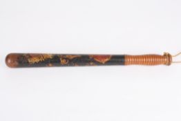 A Victorian painted policeman's truncheon by William Parkerwith painted Royal VR cypher and