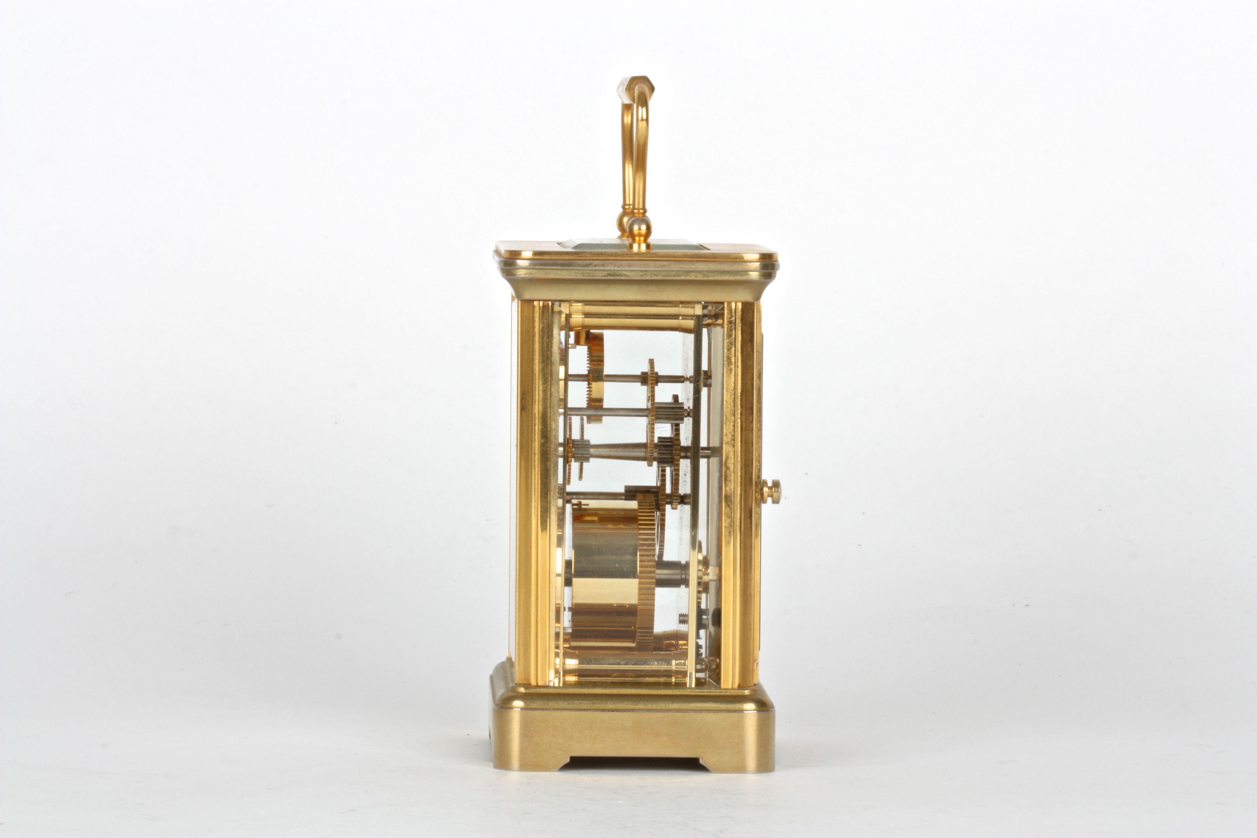 A 20th century Garrard & Co. brass carriage clock
with white dial and black Roman numerals, the dial - Image 2 of 3