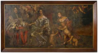 Circle of Jacob HuysmansPortrait of Charles II and Catherine of Briganza, oil on
