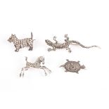 A small collection of brooches in the form of animals/reptiles
comprising a silver and marcasite
