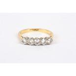 An 18ct gold and diamond five stone ring
set with five circular diamond weighing approximately 0.