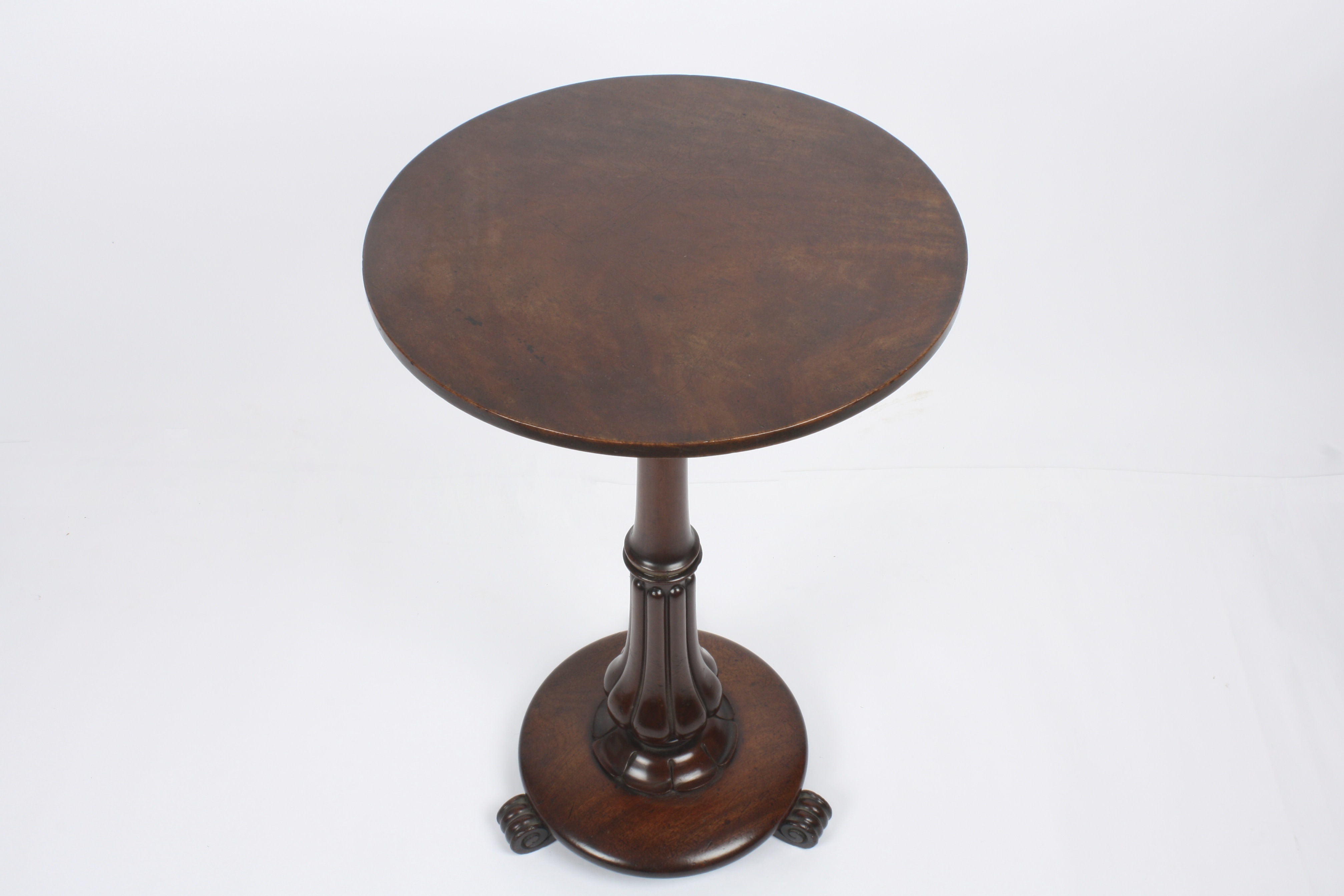 A Regency mahogany wine table
the plain circular top supported on a tapered column, with fluted - Image 2 of 5