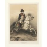 Three framed and mounted 19th century French military coloured prints
the first titled 'Porte-