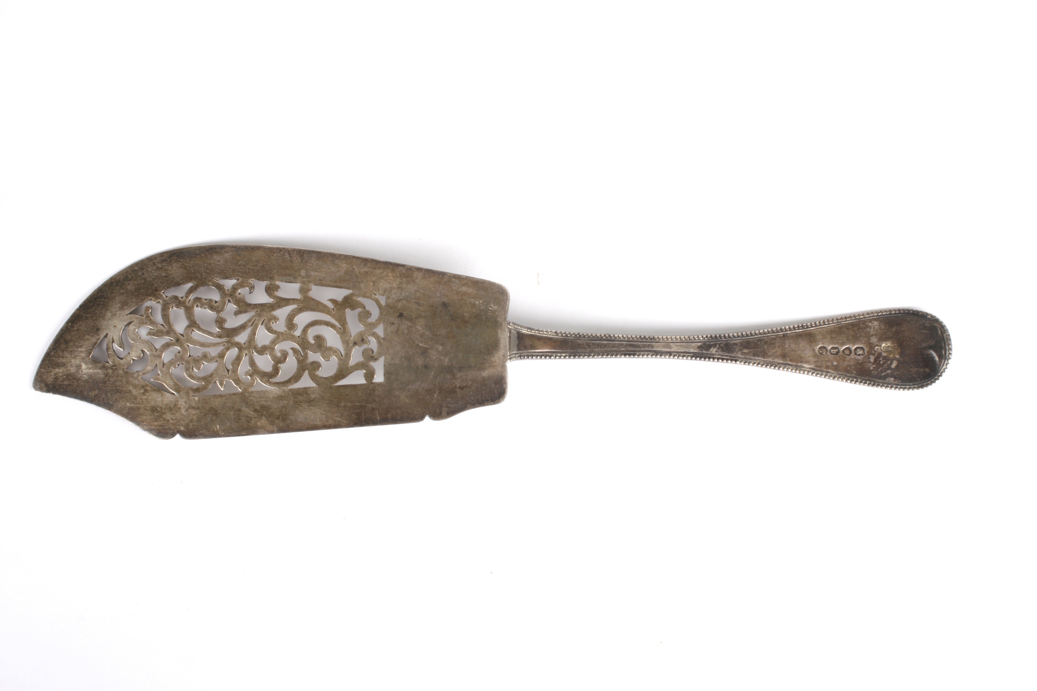 A Victorian Old English pattern silver fish slice
hallmarked 1857, with threaded, pierced and - Image 2 of 2