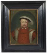 Manner of HolbeinPortrait of Henry VIII, oil on metal, to be sold with another.Dimensions: 20 x