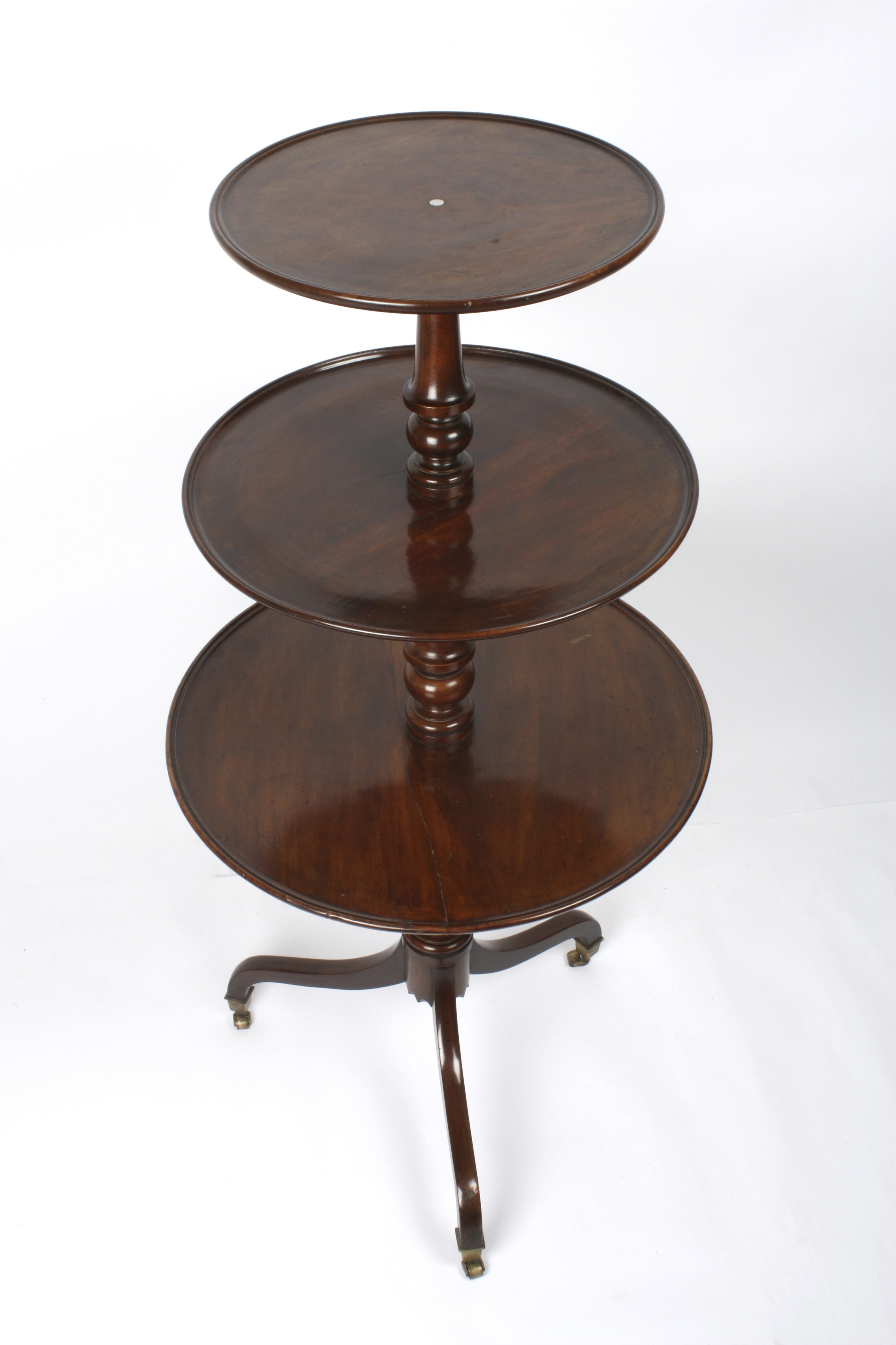 A George III mahogany three tier dumb waiter
with circular graduated tiers and turned columns, - Image 2 of 4
