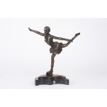 After Ferdinand Preiss
A contemporary bronze model of an ice skater, gliding on one leg and