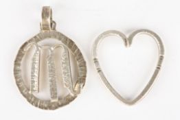 A Georg Jensen silver heart shaped pendanttogether with another silver pendant with applied Scorpio