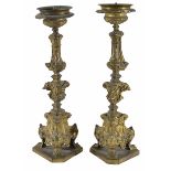 A pair of decorative gilt brass repoussé candlesticks
possibly 18th centuryDimensions: height