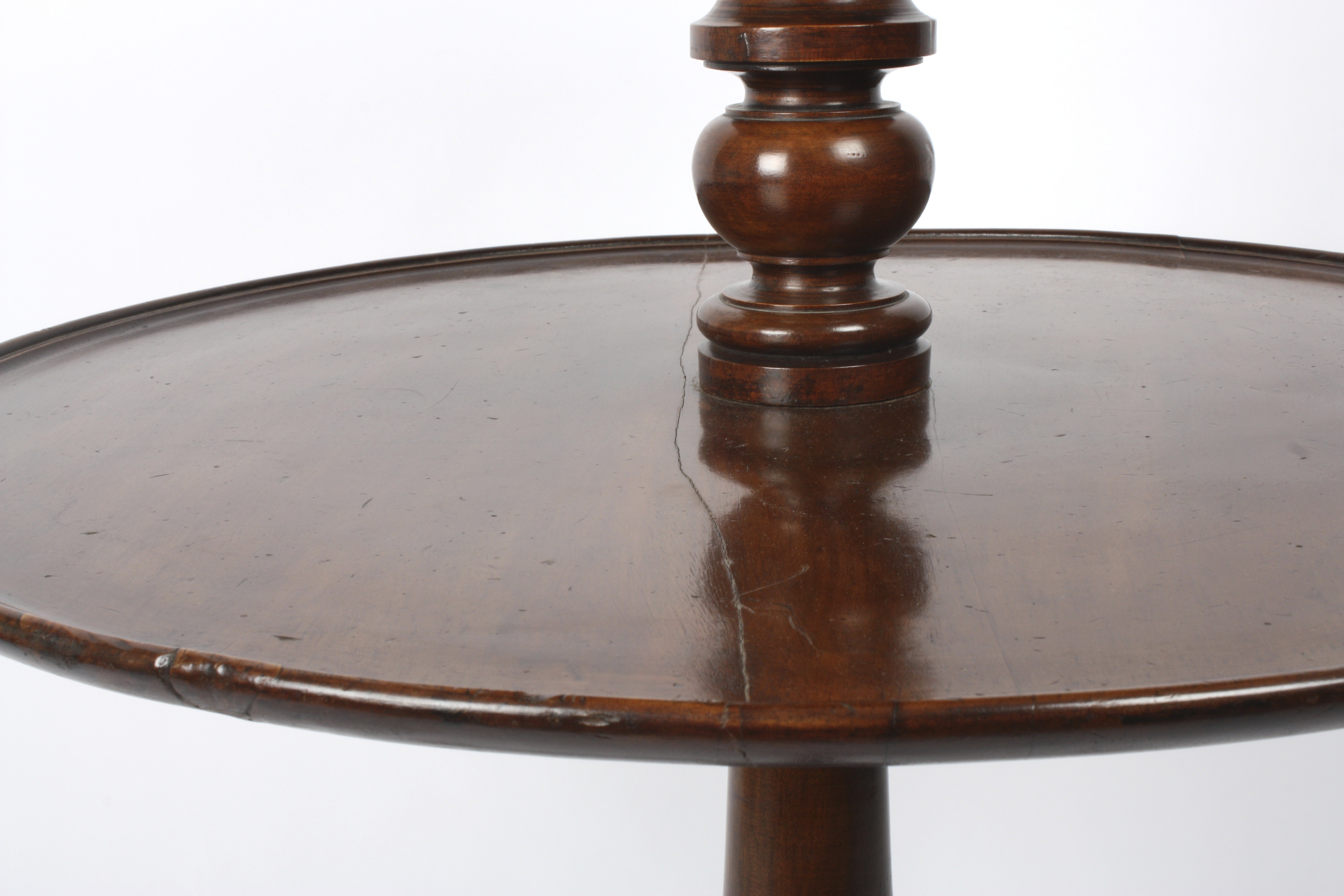 A George III mahogany three tier dumb waiter
with circular graduated tiers and turned columns, - Image 4 of 4