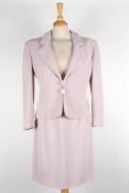 Two Valentino skirt suitsthe first lilac suit with single breasted jacket with braided trim size 8,