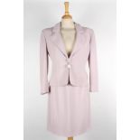 Two Valentino skirt suits
the first lilac suit with single breasted jacket with braided trim size 8,