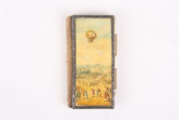 An unusual aide memoire with ballooning scenelate 19th centurythe leather memoire and pencil