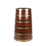 A large wooden naval rum barrel
of tapering form with brass bandsDimensions: height 61cmCondition