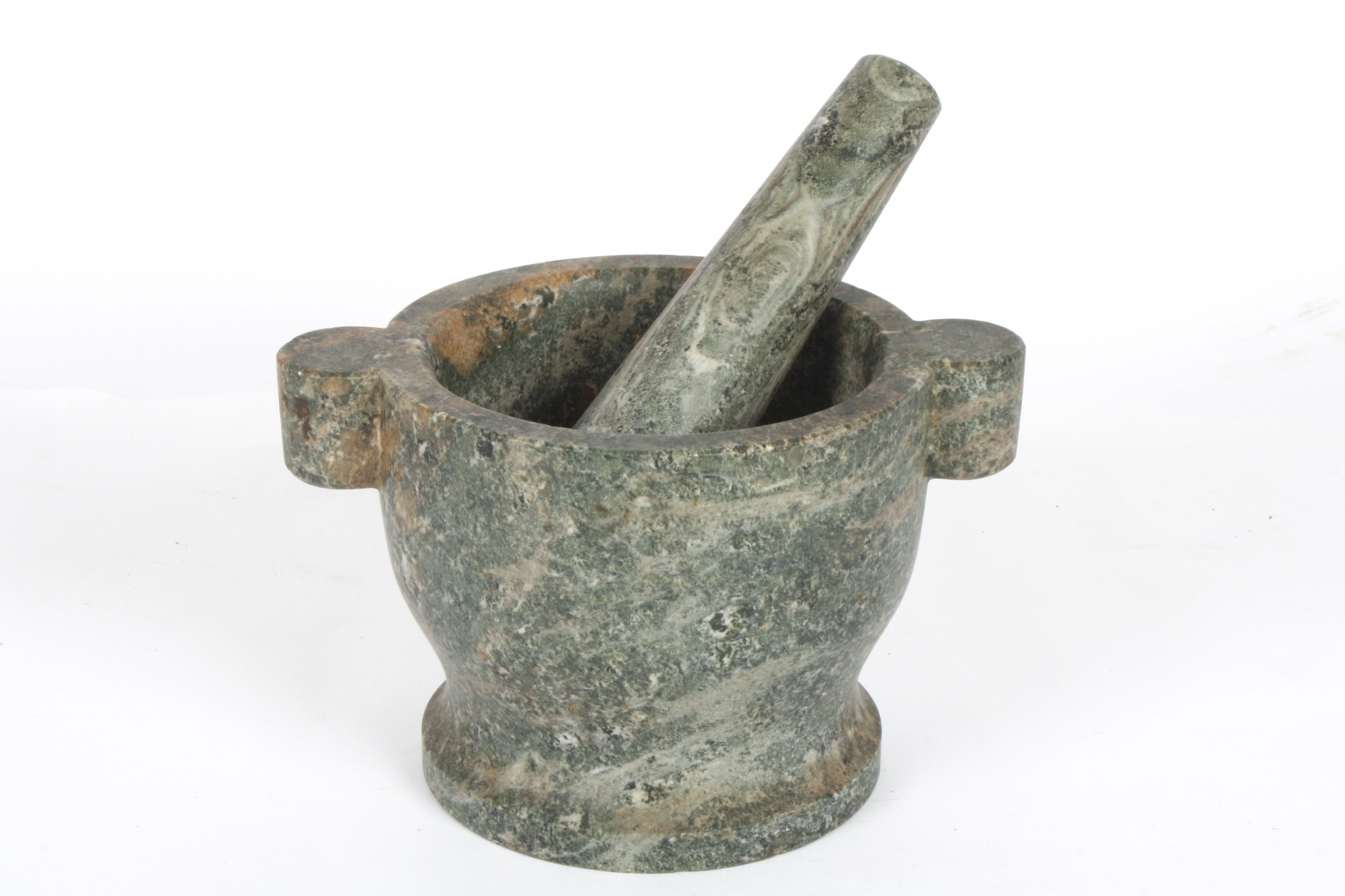 A large granite pestle and mortar
with carrying handlesDimensions: height 18cm., diameter