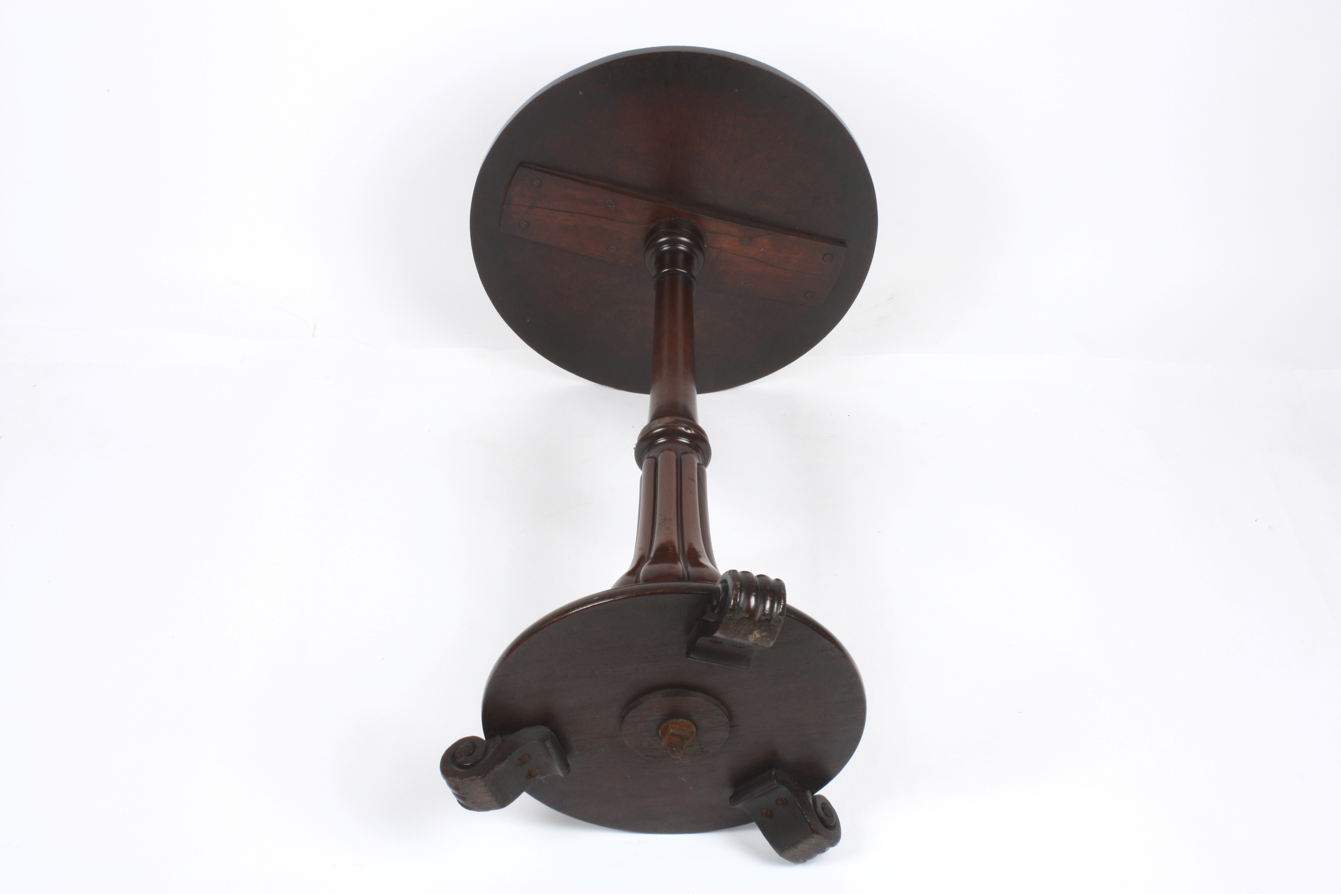 A Regency mahogany wine table
the plain circular top supported on a tapered column, with fluted - Image 4 of 5