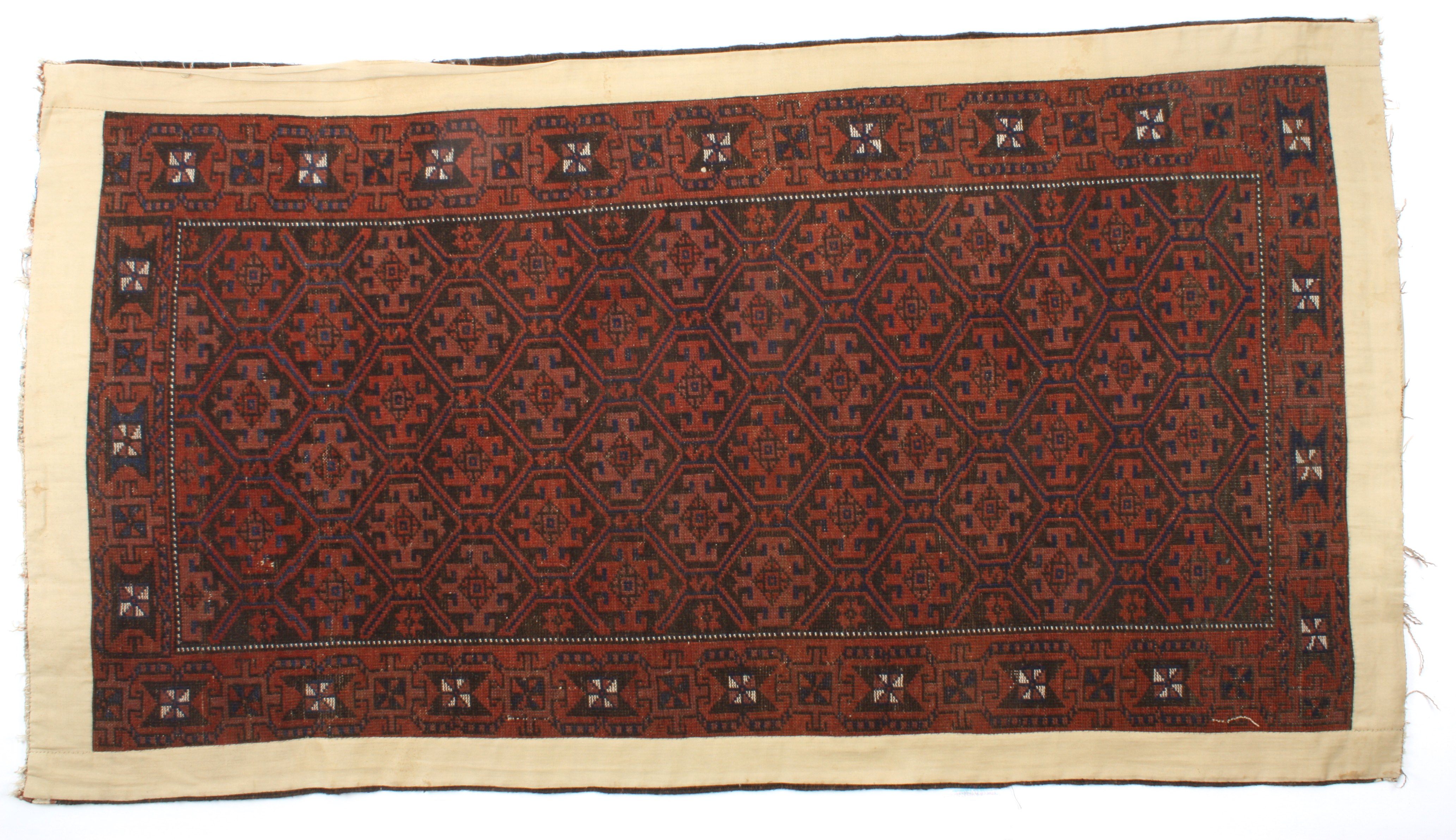 A small brown and red ground Persian rug
decorated with geometric designs on a brown field - Image 2 of 2