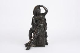 Jacques Antoine Theodore Coinchon (1814-1881) FrenchA bronze sculpture of a traveller seated on a