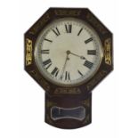 A brass inlaid rosewood trunk dial wall timepiece
mid 19th century
the 12-inch painted dial with