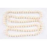 A long cultured baroque pearl necklace
the pearls of ribbed form, each approximately 8-10 mm