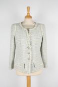 A Chanel grey checked boucle jacket.with lime and white checked pattern, with white, grey and