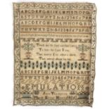 A George IV sampler by Jane Thompson, March Error House 1826
with alphabet, numbers and a poem