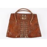 Brown alligator/crocodile skin bag.
With two sections inside.Dimensions: Condition reportFair