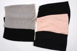 Five Chanel Skirts.two black, one navy, one pink, and one wool multicoloured skirt with fringe