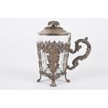 A 19th century Russian silver and glass cup and cover marked Faberge
with acanthus mounts and