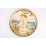 A large Victorian painted Minton charger by A.E. Black
painted with a scene of two cherubs beside