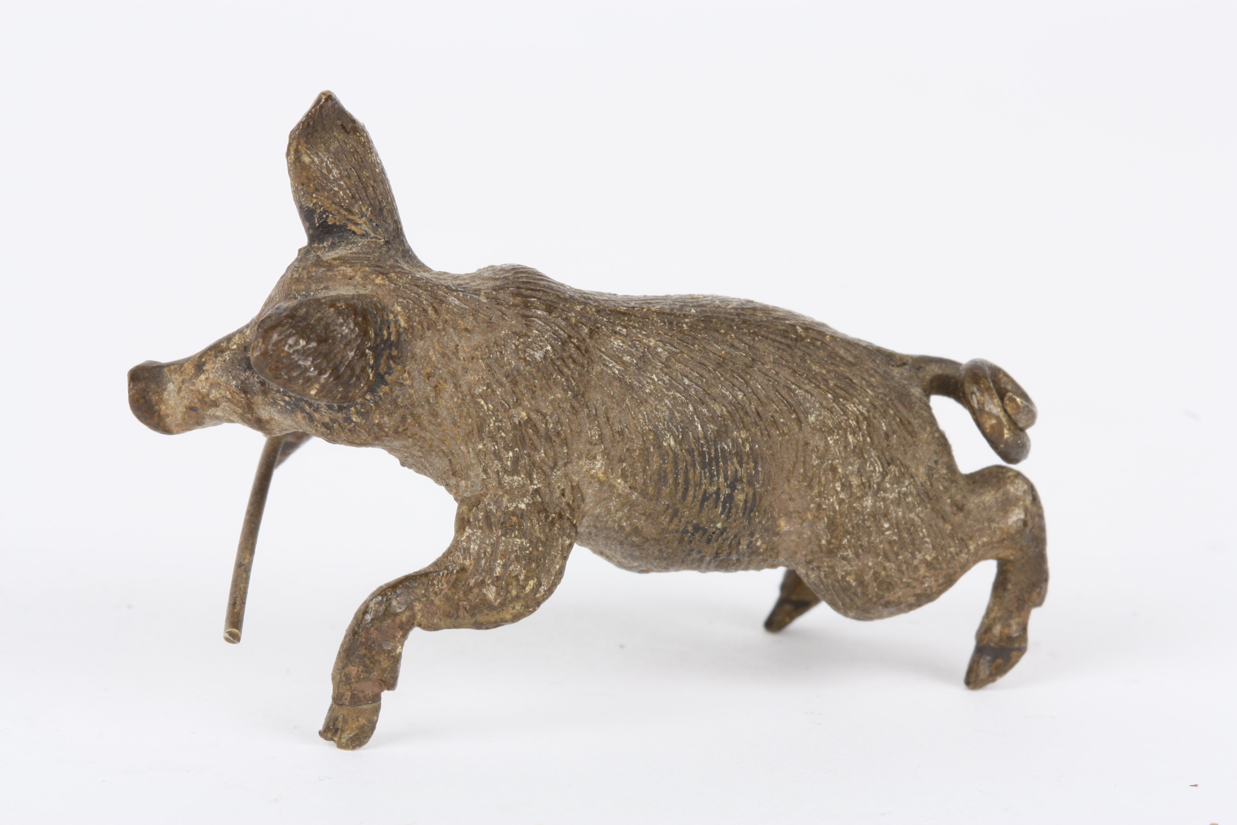 An early 20th century Austrian cold painted bronze pig
in a standing pose and holding a stick, - Image 2 of 2