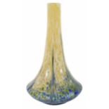 A 20th century patterned glass vase
the base of bulbous form with slender neck, and mottled blue,