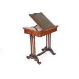 A William IV metamorphic mahogany reading table
the tooled leather lined top raised by wooden