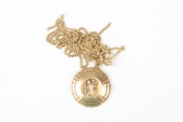 A 9ct gold St. Christopher pendanton a 9ct gold chain.Dimensions: 10.5 grams.Condition