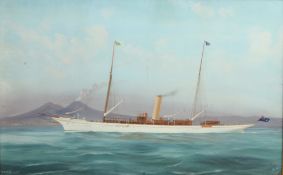 Antonio de Simone (1851-1907) Italian'S.Y. Erin' Steam Yacht, the boat in steaming with sails