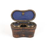 A pair of mother-of-pearl and brass opera glasses
in fitted leather caseDimensions: Condition