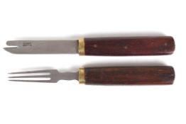 A Victorian campaign knife and fork setthe two fitting together in one Dimensions: length 20.