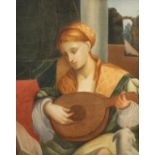 English school
'Maiden with a mandolin and small dog' 
watercolour, unsignedDimensions: 75 x