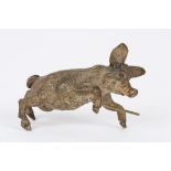 An early 20th century Austrian cold painted bronze pig
in a standing pose and holding a stick,