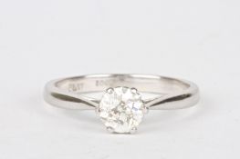 An 18ct white gold and platinum diamond solitaire ringthe old cut diamond weighing approximately