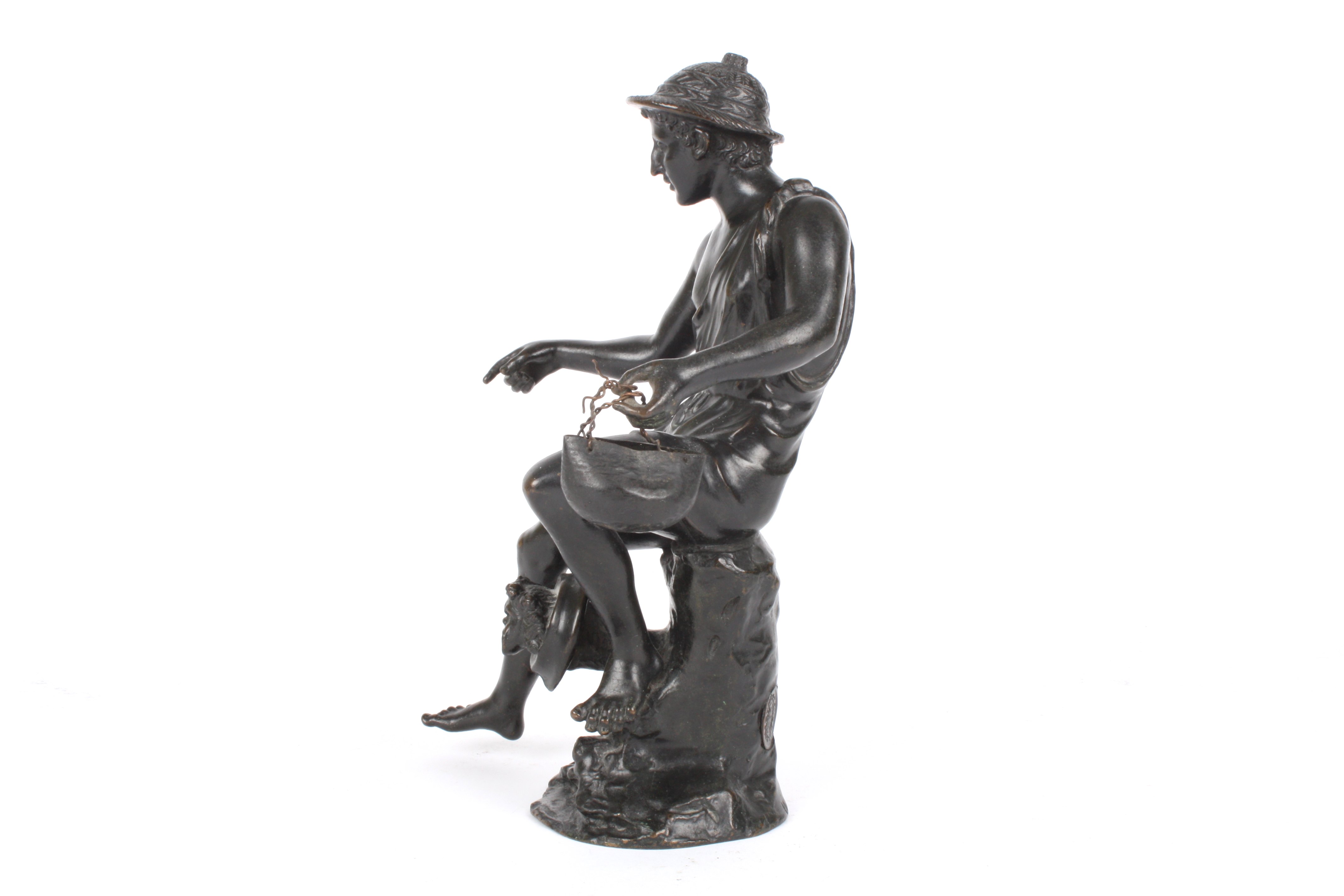 Chiurazzi Foundry, Naples
An Italian bronze sculpture of a young man seated on a naturalistic base - Image 5 of 5