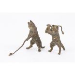 Two early 20th century Austrian cold painted amusing bronze cats
both in a standing pose and playing
