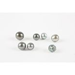 A small collection of Tahitian black pearls
including some baroque pearls, (7)Dimensions: the