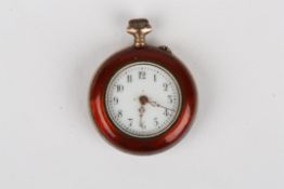 An early 20th century Continental silver and enamel fob watchthe white enamel dial with black