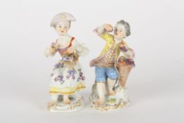 Pair of Late 20th century Gardner Children, figures, after Kaendler, the girl seated with basket