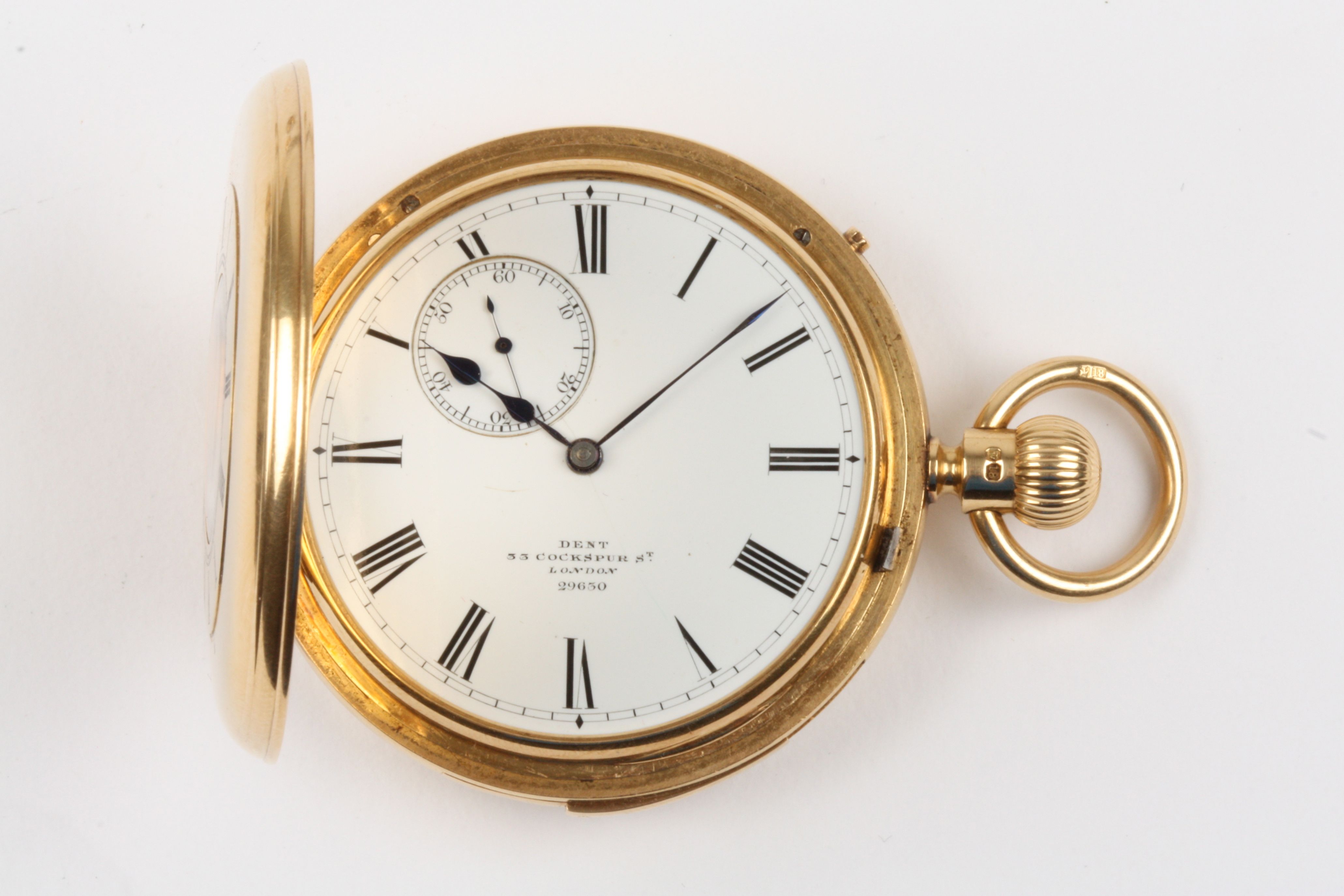 A fine Victorian 18ct gold half hunter quarter repeating pocket watch by Dent of London
hallmarked - Image 2 of 3