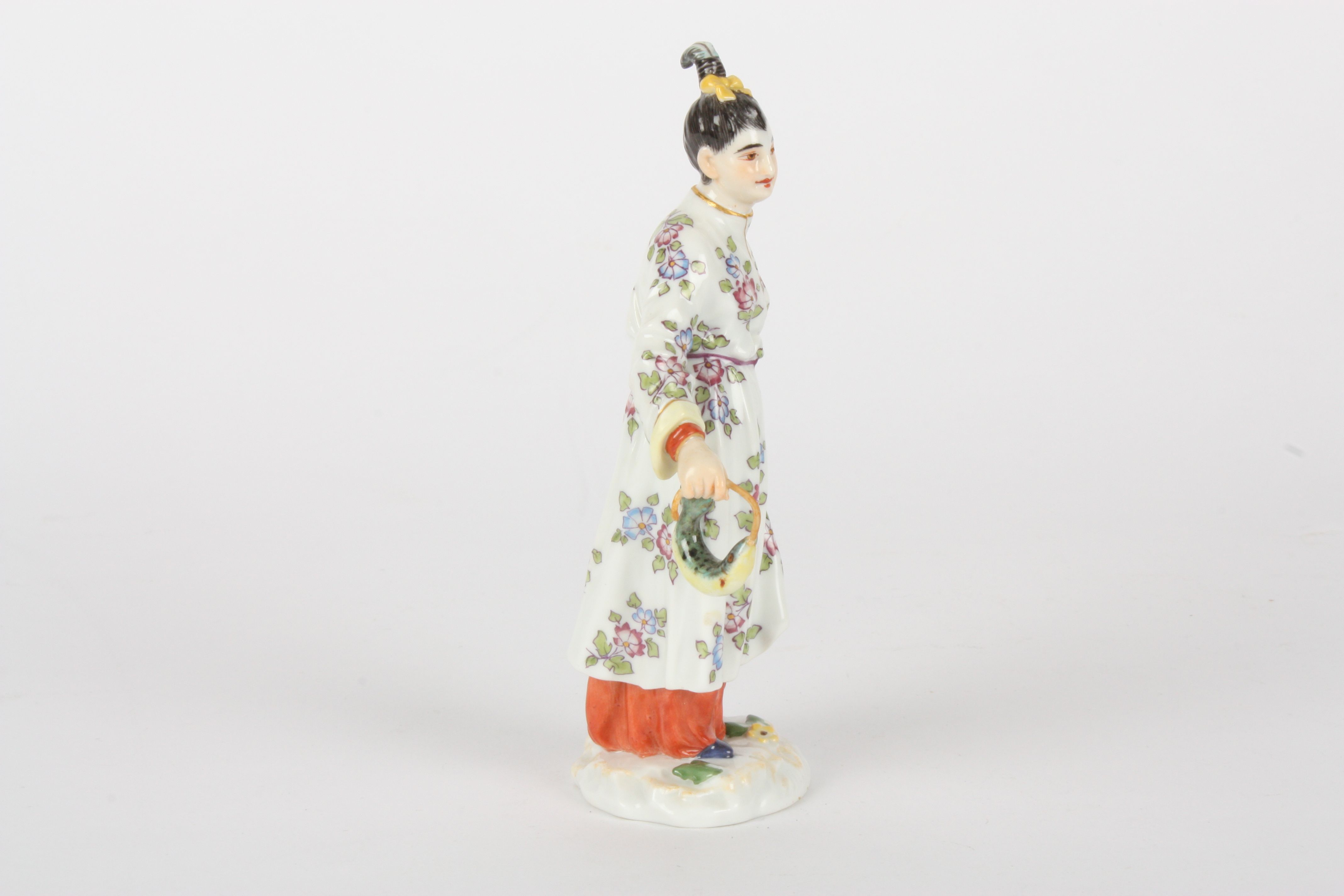 Late 20th century Meissen figure, unknown designer, modelled as Japanese lady standing with a fish - Image 4 of 5