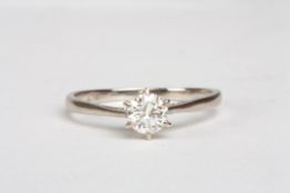 An 18ct white gold and diamond solitaire ringthe stone weighing approx 0.40cts, in a plain white